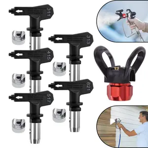 6-Piece Reversible Airless Paint Sprayer Tips and Tip Guard Set, Paint Sprayer Accessories, Metal with Stainless Steel Finish, Durable Wear-Resistant Nozzles for Spray Guns & Machines, Nozzles Sizes Include 311, 313, 415, 517, 621