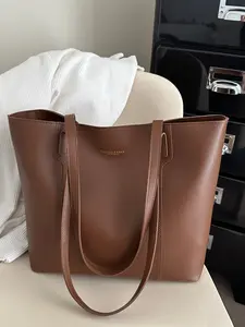 Women's PU Leather Tote Bag, Large Capacity Fashion Shoulder Bag, Stylish Work/office/campus Handbag, Durable Simple Daily Use Wallet, Commuter Tote Bag