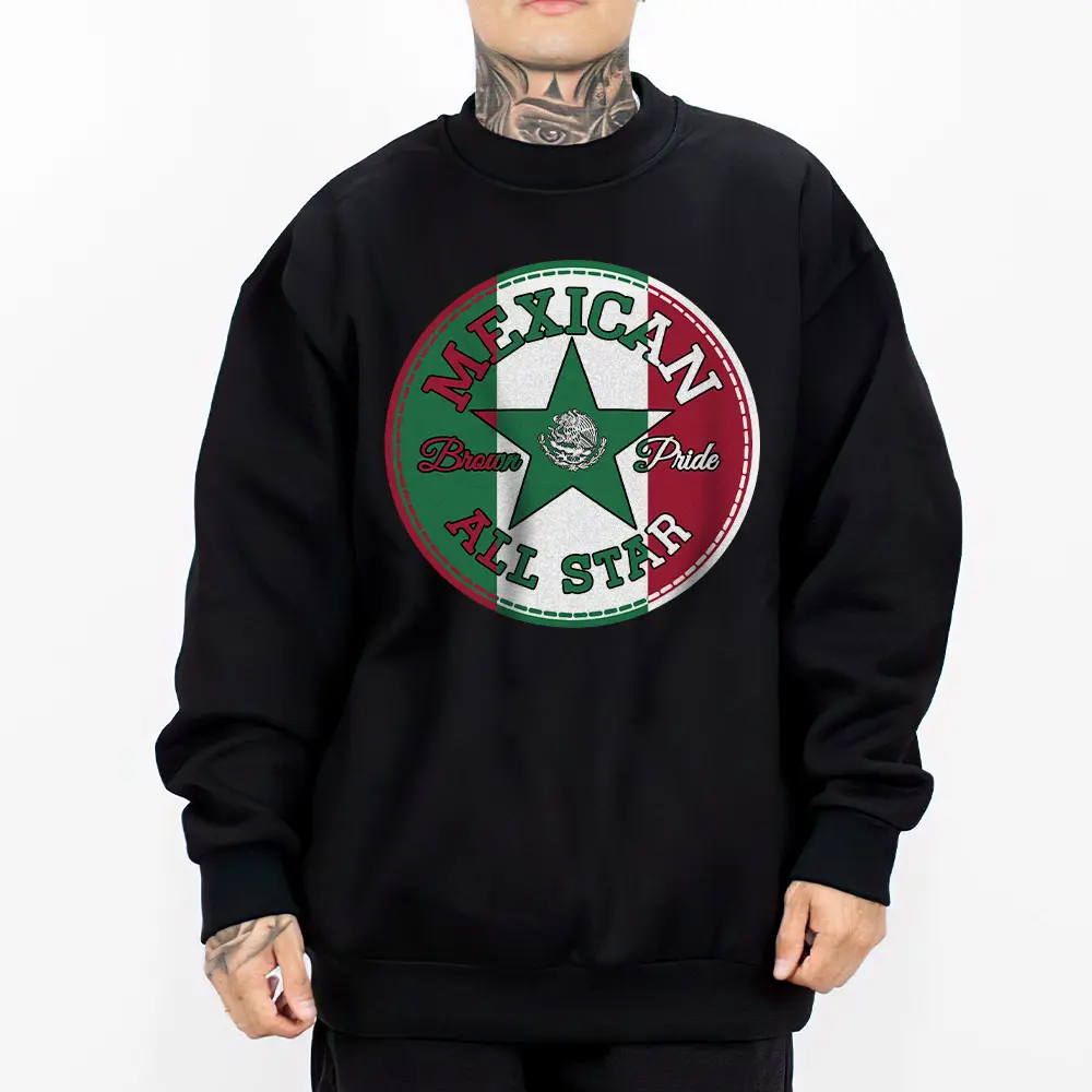 Mex Star Chicano Clothing, Mexican Clothes, Lowrider Clothes, Oversized Graphic Tee Medium Heavy Sweatshirt Hoodie for Men & Women MEX STAR