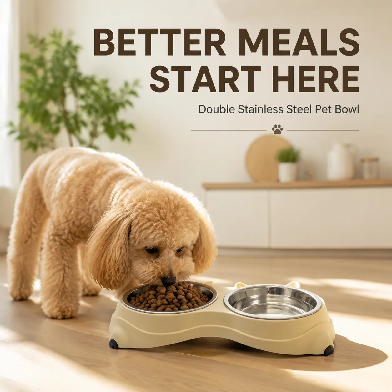 Stainless Steel Double Pet Bowl - Dog Feeder Drinker, Anti-Slip Pet Great Pet Supplies Dual Use Cat  Bowl, Neck Friendly Cat Feed Bowl, Elevated Tilt Design Food and Water Feeder, Non Slip Base, Easy Clean Metal Bowls for Small Medium Large Pets