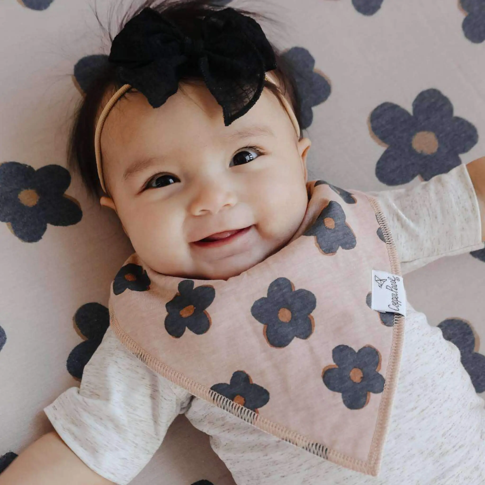 Copper Pearl Baby Bandana Bib 4 pack Set- Gemma In Tan | Soft & Absorbent Drool Bibs for Babies & Toddlers | Adjustable Snap Closure | 4 Pack