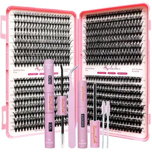 False Eyelashes Kit, DIY Eyelashes Kit, Mixed Length Individual False Eyelashes, Natural Look Eyelash Extensions, Self Grafting Curl Eyelashes for Women Makeup, Cosmetic