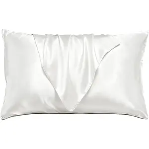 Satin Pillowcase Silkly Pillow Cases Soft Smooth 2 Pack Standard Size  Size Set of 2 Pillow Covers for Sleeping White