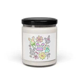 Spring Floral Bunny Scented Soy Candle, Perfect for Easter Decor, Gift for Moms, Housewarming, Relaxation, Aromatherapy