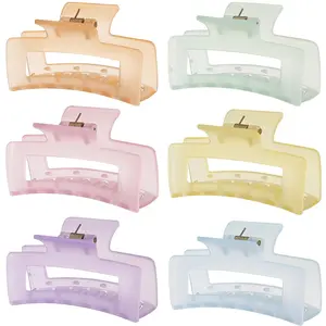 3.5 Inch Medium Hair Accessories - 6 Pack Square and Rectangle Banana Jaw Clips for Women and Girls - Ice Cream