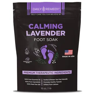 Calming Lavender Foot Soak with Epsom Salt, Foot Soak Soothes Tired Feet, Athletes Foot, Stubborn Foot Odor, Softens Calluses & Helps Treat Toenail, 16 oz