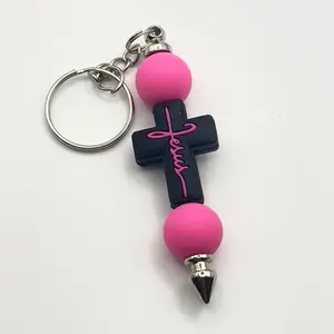 Handmade Christian Beaded Keychain - Unique Personalized Accessory with Cross Accent Bead perfect gift