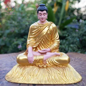 Golden Shakyamuni Buddha Statue: Meditation Pose, Zen Decor (30cm)