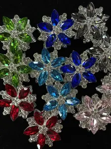 (389-394) 4PCS Crystal Flower Charms | Rhinestone Star Flower Beads for DIY Jewelry