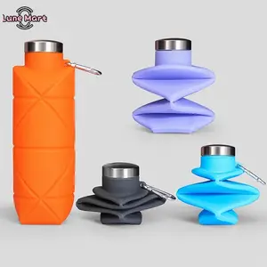 Portable Silicone Water Bottle - Foldable, Leak-Proof, Insulated Sports Drinkware with Handle, Washable Reusable Lightweight Mug for Outdoor Camping, Hiking