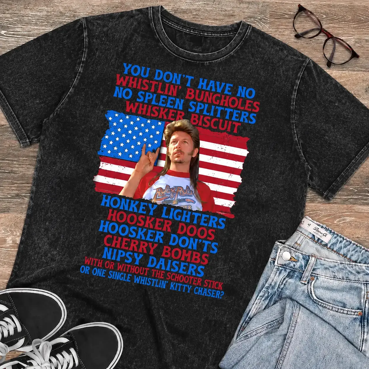 Vintage Graphic T-Shirt with Joe Dirt Quote, Unisex Funny American Flag Patriotic Top, Comfortable Soft Cotton Short Sleeve Casual Wear for 4th of July