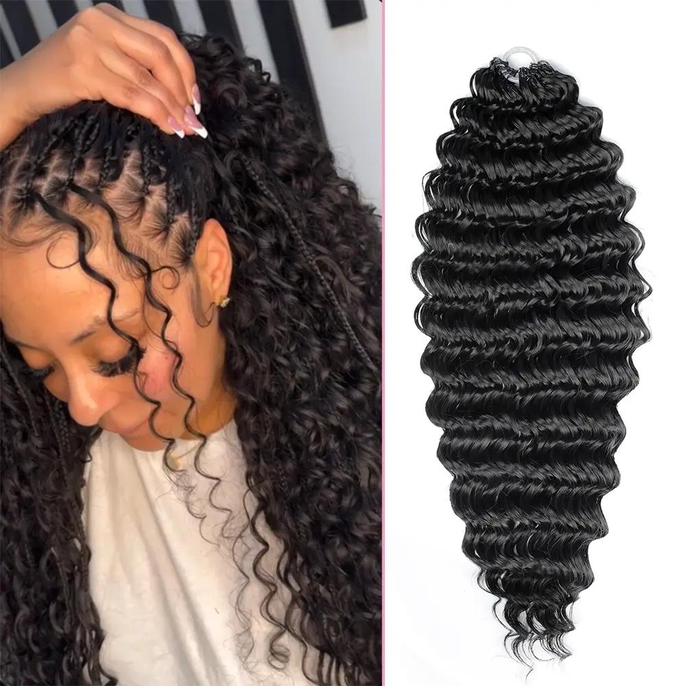 [Hot] Deep Curly Crochet Hair Synthetic Hair Extensions Miracle Knots Pre-Separated 85g/Pack (50 Strands Per Pack）– Knotless Boho Braids, 4-5 Packs for Full Head, Textures Protective Hairstyles For Black Women