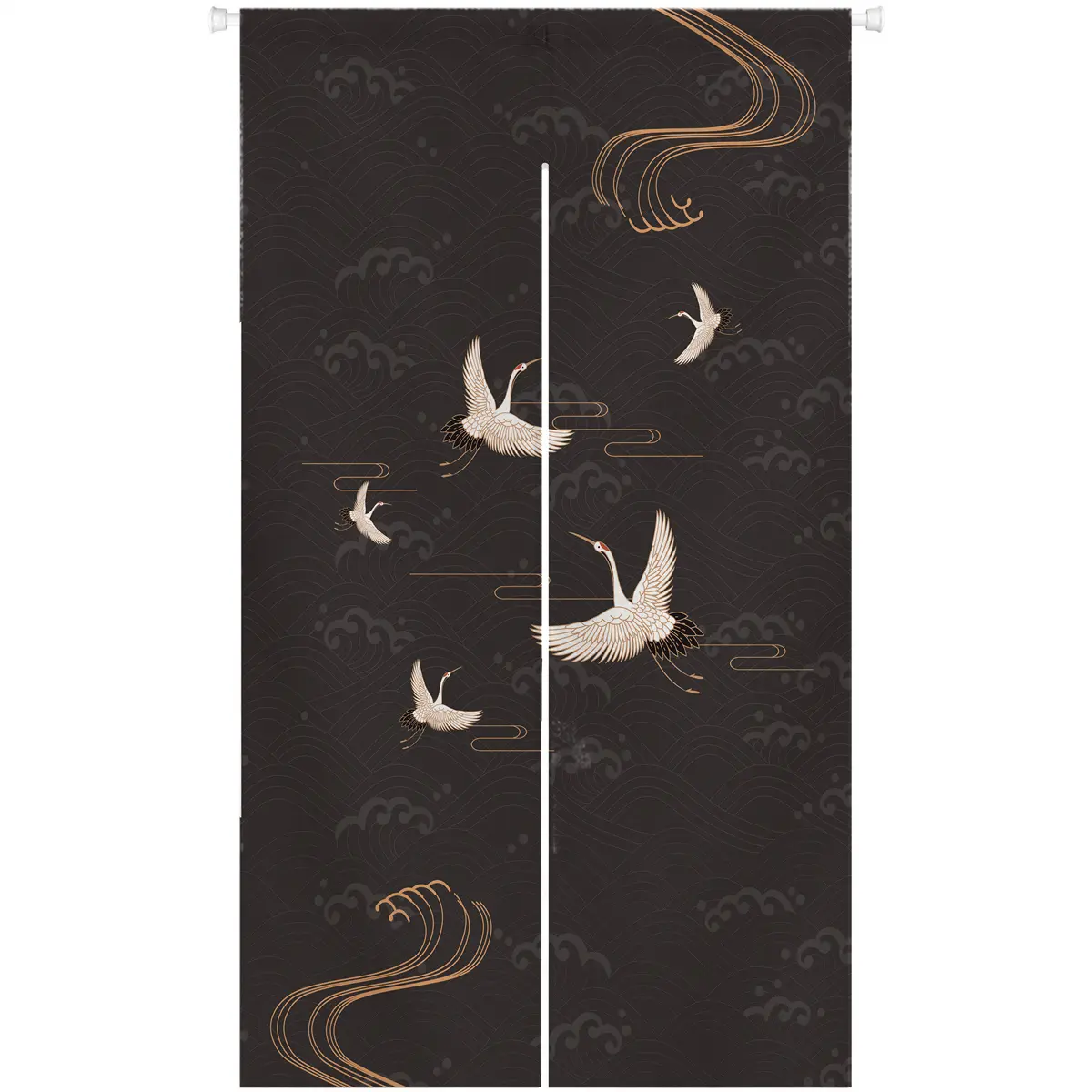 Japanese Noren Red Crane Doorway Curtain Tapestry, Wall Hanging for Kitchen Bathroom Bistro Partition Shading Bedroom Decoration, 33.5X 59 Window