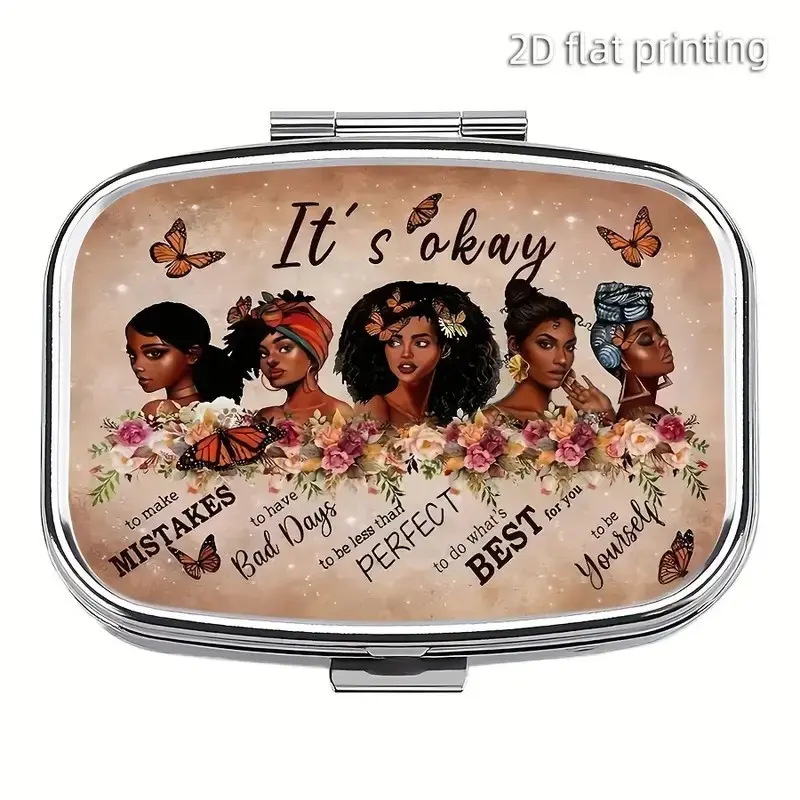 1pc It's Ok Pill Box, 2 Compartment Pill Organizer Case, Travel Purse Daily Use, Durable Pill Case, Ideal Gift, Travel Pill Case, Vitamin Organizer, Supplement Organizer, Vitamin Dispenser