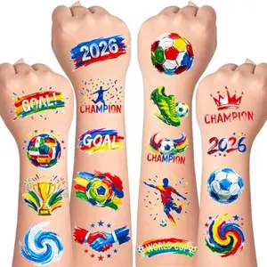 Soccer Tattoos 45 Pcs World Cup Temporary Tattoos for Kids, Adult, Teens, Oil Painting Style, World Cup 2026 Merchandise, Soccer Party Favors, Kids Goodie Bag Stuffers, Soccer Gifts for Boys & Girls