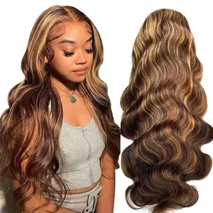 Supernova Highlighted Human Hair Wigs Piano Color 7*5 Lace Closure Ready To Go Wig Body Wave Hair
