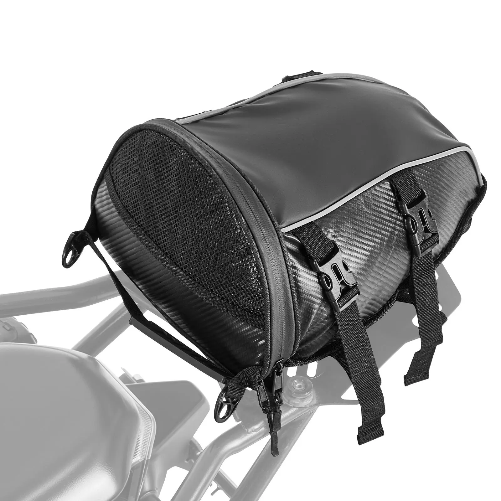 VEVOR 10L Waterproof Motorcycle Tail Bag, 10L Motorcycle Luggage Storage with Rain Cover, Detachable Shoulder Strap, Inner Pocket, Black Motorbike Bag (Fits Trunk Racks, Convertible to Handbag) for Motorcyclists, Rear Storage