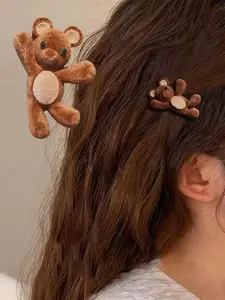Cute Plush Bear Hair Clip, Soft and Comfortable Touch, Adorable Bear Design, Adds Fun and Cuteness to Hairstyles, Whimsy