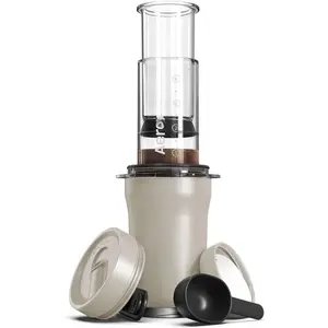 Go Plus, Small Portable Coffee Maker for Travel & Camping - 3 In 1 Brew Method Combines  Press, Pourover, Espresso, Full Bodied Coffee without Bitterness, Coffee Press Kit - Cream