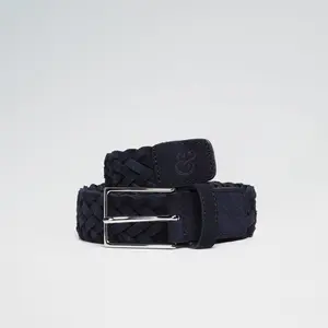 Navy Woven Suede Belt