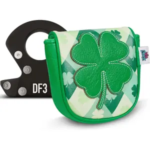 Big Crazy DF3 Putter Cover Magnetic Closure Four Leaf Clover Golf Head Covers Premium Leather Waterproof Mallet Putter Cover Fits for LAB DF3 Shaft