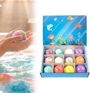 Ocean Toy Bath Salt Ball Sleeve Box Bath Bombs with Surprise Inside 12-Pack Upgrade Easter Gifts Bubble Easter Basket Stuffers Egg Fillers Sea Animal 12Pcs