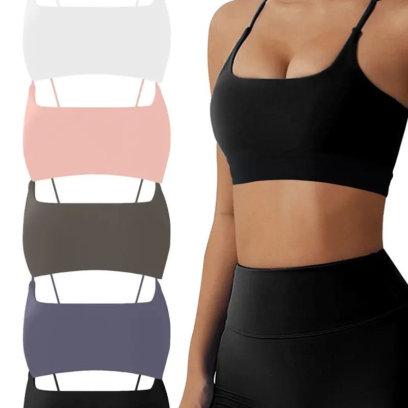5 pieces of women's yoga fitness nude underwear all casual vests high elastic breathable solid color skin friendly comfortable basic sports bra Workout Sports Bra four seasons can be worn