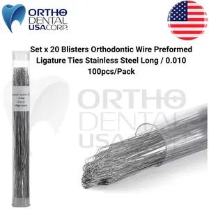 Set x 20 Blisters Orthodontic Preformed Ligature Wire SS Ties Long 0.10″ pcs USA Seller