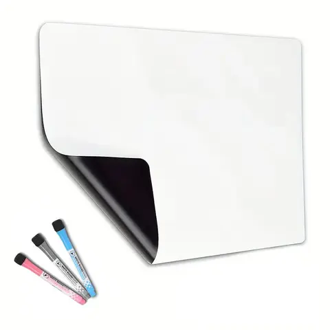 Magnetic Whiteboard, 1 Count Magnetic Dry Erase Drawing Board with 3 Counts Marker Pen, Magnetic Whiteboard for Home Kitchen, Kitchen Supplies
