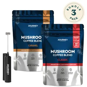 Mushroom Coffee Starter Pack - Caramel & Classic Blend + FREE Frother (60-Day Supply)