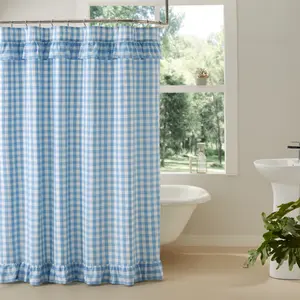 Dusk Buffalo Blue Check Ruffled Shower Curtain