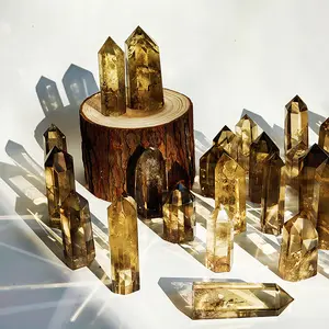 1 count clear citrine tower  6-7cm healing crystals and stones for home decoration