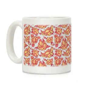 Floral Penis Orange Coffee Mug Ceramic Drinkware with Large Handles, Printed in the UK, Handy for Coffee and Tea