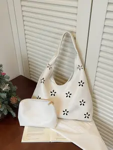 Elegant Solid Color Tote Bag Set, Lightweight PU Material, Casual Style for All Seasons, Large Capacity Daily Commute Bags