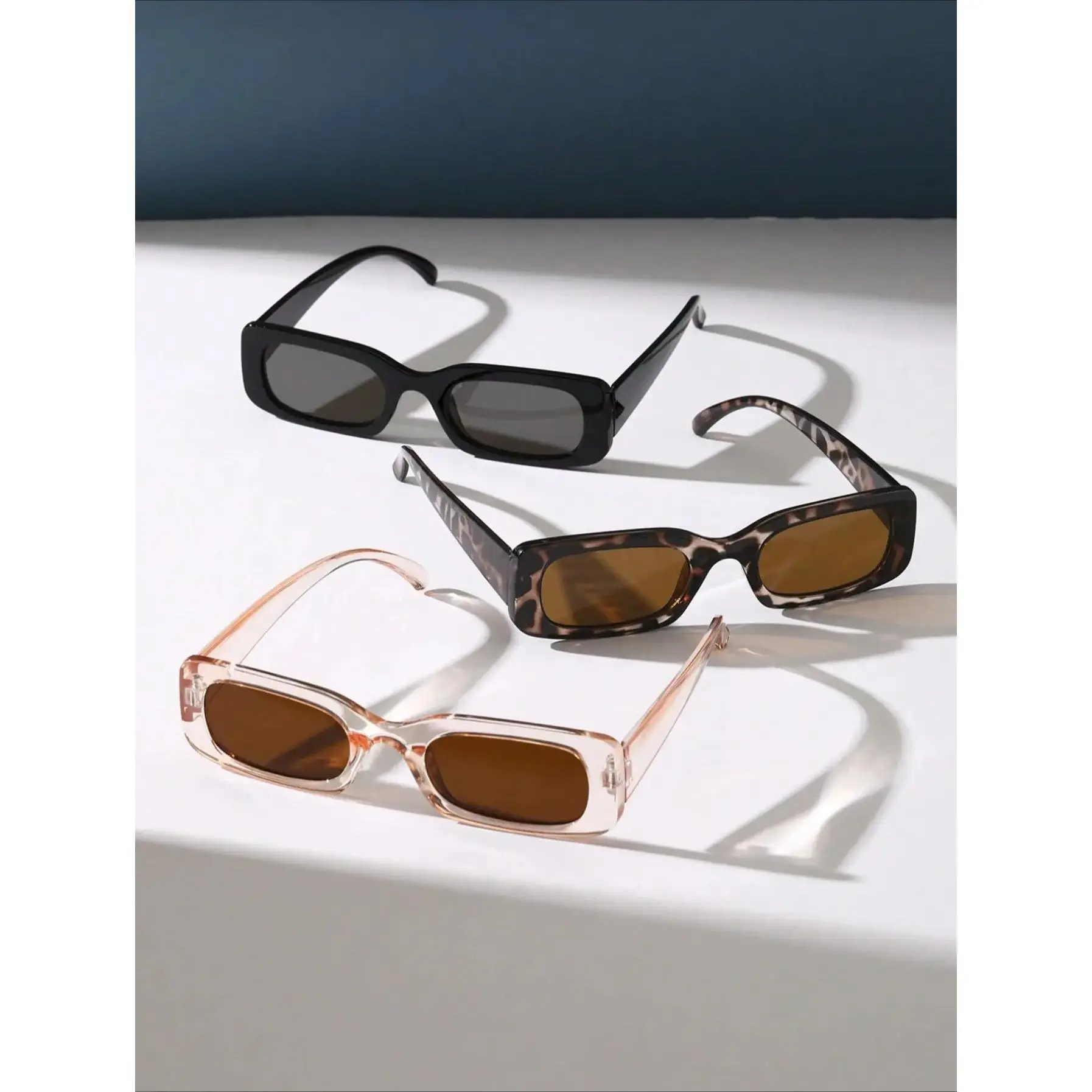 Women's 2-Pack Vintage Multicolor Rectangular Sunglasses - Sports & Outdoor Eyewear for Daily Wear, Driving, Sunglasses For Women, Womens Sunglasses, Outdoor Wear, Plastic Pa