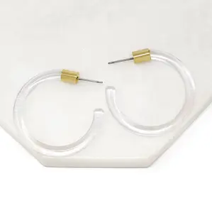 Bauble Sky Modern Lucite Clear Hoops - Women's Fashion Accessory, Modern Lucite Clear Hoop Earrings – Sleek, Lightweight & Chic