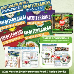 Set 6 Mediterranean Diet Chart Food List 2026, Mediterranean Ingredient Meal Plan, Serving Sizes Calories Net Carbs, Weight Loss Diet, Diabetes-Friendly, Heart Healthy, Easy Recipes for Beginners