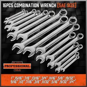 HORUSDY 32-Piece Combination Wrench Set, SAE and Metric, 1/4"-1" & 7mm-22mm, 12 Point, Chrome Vanadium Steel Construction with Case toolbox  sets
