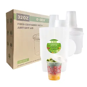 G-Box 32 oz. Microwavable Plastic Deli Container and Lid Combo Pack - 48/Case