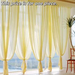 Natural Pure Color Plain Velvet Window Curtain, Room Decor Curtain, Light Thin Breathable, Filtered Light, Multiple Colors Available, Suitable for Living Room and Balcony, Home Textile