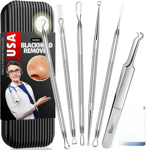 [New Deal] 6 Pack Blackhead Remover Tools, Pimple Popper Tool Kit, Professional Blackhead Extractor for Zit, Acne, Whitehead, Comedone on Nose - with Case