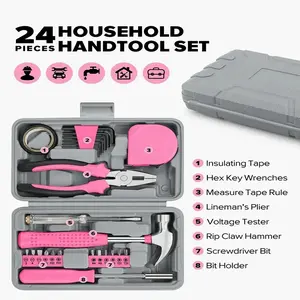 24-Piece Repair Set for Women, Home Use Tool Kit with Manual Screwdriver, Durable Hardware Tools, Portable Carry Case Included