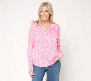 Belle by Kim Gravel Rayon Spandex Imagined Garden V-Neck Top