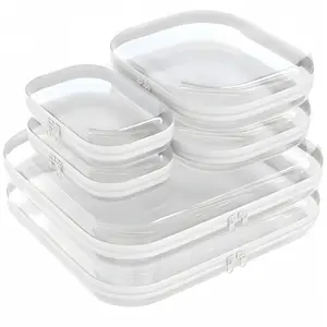Clear Hard Shell Travel Snack Case - Waterproof PVC Zippered Organizer for Makeup & Toiletries - Dustproof Portable Storage Bag for Brushes & Small Objects