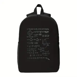 Backpack with Mathematical Equations - Science & Physics Thesis design Backpack for Students, Scholars, Math/Physics Enthusiats - Zipper Closure School College Bag