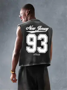 Men's Regular Fit New Jersey Number Print Vest Jacket, Casual Sleeveless Baseball Jersey for Summer, Fashion Men's Top for Daily Wear