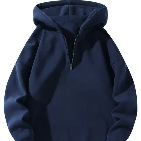 Men's Regular-Fit Solid Color Zip-Up Hoodie, Casual Long Sleeve Hooded Sweatshirt for Fall, Men's Top for Daily Wear, Menswear, Perfect Hoodie