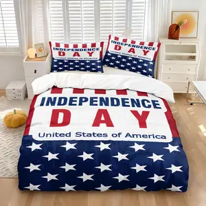 American Flag Digital Print Decorative Bedding Set, Soft Microfiber Sheet Set with Pillowcases, Patriotic Bedroom Decor, 2/3 Piece