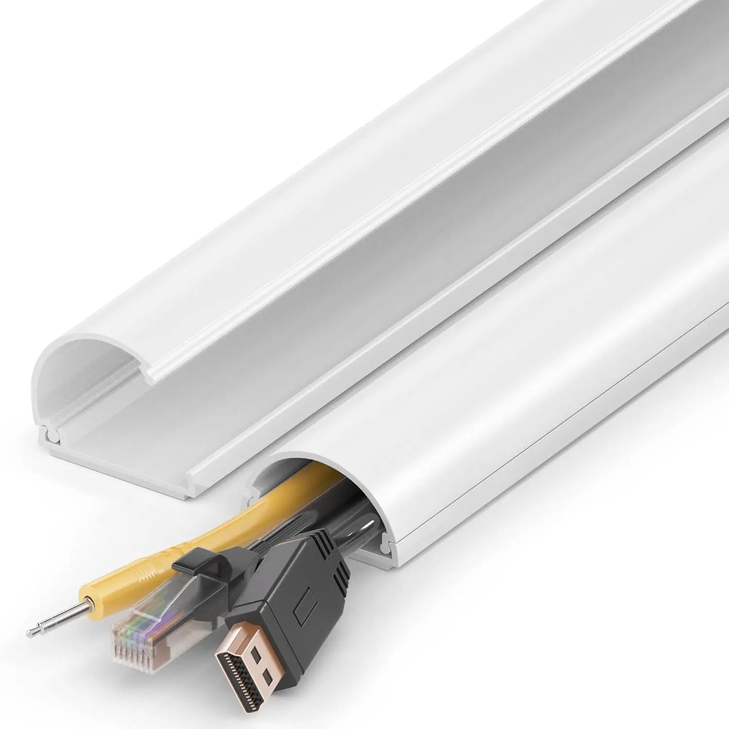 Cord Hider 34in,   Hider for 2-4 Cords, Cord Covers Wire Covers Wall Mount TV,  Cover Wall, White Wire Raceway, 2 x L17in, W1.4in x H0.7in