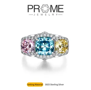(SR172)S925 Sterling Silver Egg-Shaped Color-Burst Rings 2CT 5A Cubic Zirconia Hand-Set Hypoallergenic & Trendy Perfect Gift Gift for Women Everyday Glam